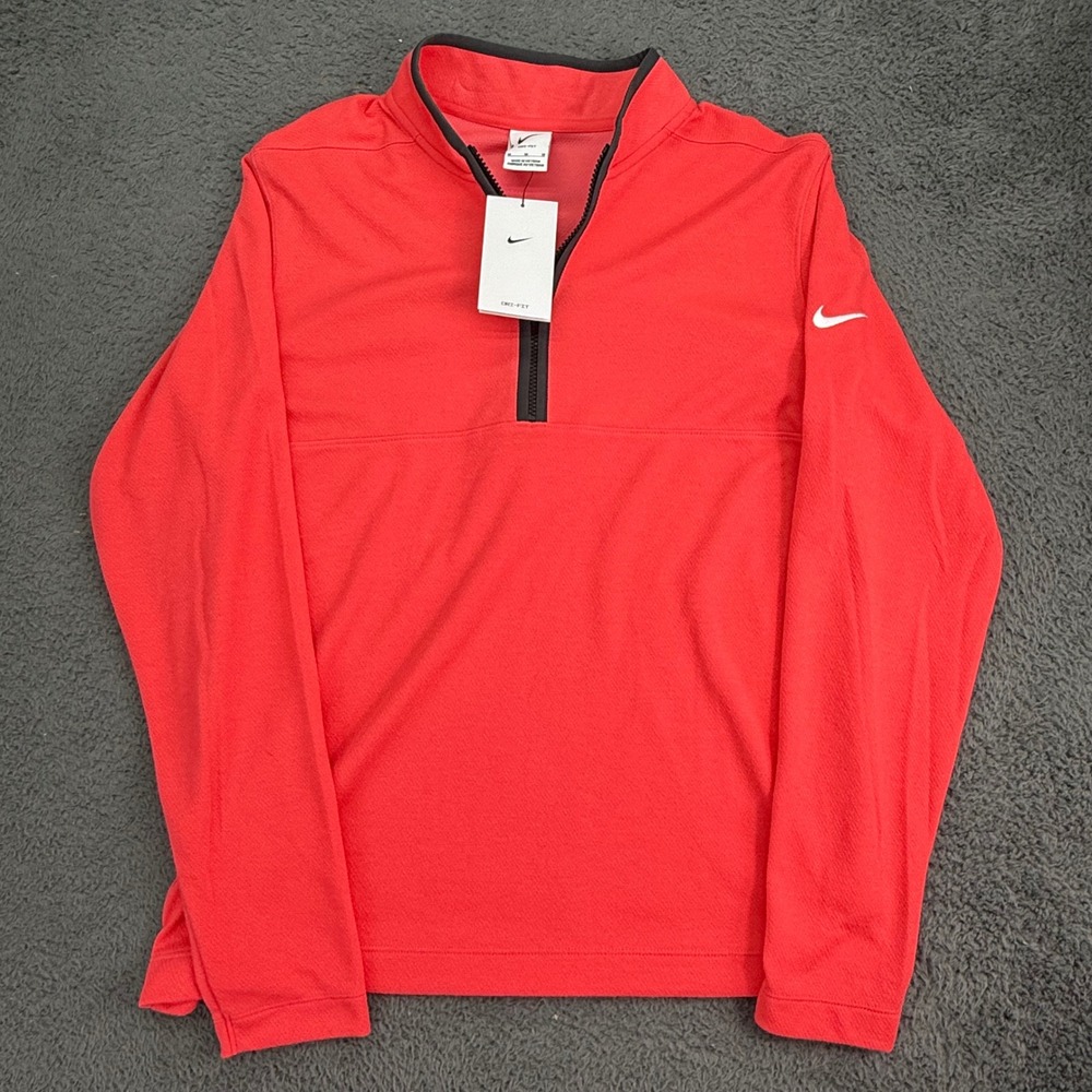 Nike Golf Victory 1/2 Zip Pullover Mens M Red Coral Dri-FIT Mock Neck DJ5474-850